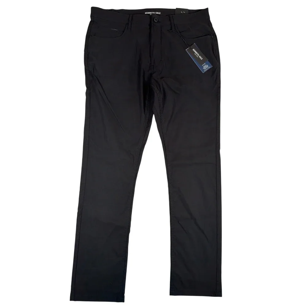 Kenneth Cole New York Mens Mobility Trouser Slim Fit Tech Pant Black 36x32 NWT